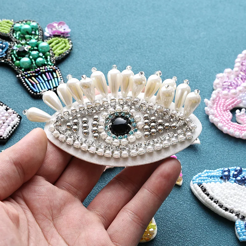 3D Cactus Eye Coconut Dolphin Patches for Clothing DIY Sew On Patches Beaded Applique Parches Bordados Para Clothing Decoration