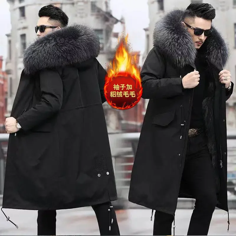 Thick Warm Coat New Style Pie Overcomes Men’s Fur Mid-length Thick Warm Jacket Mink Fur Coat Fur One Detachable Coat