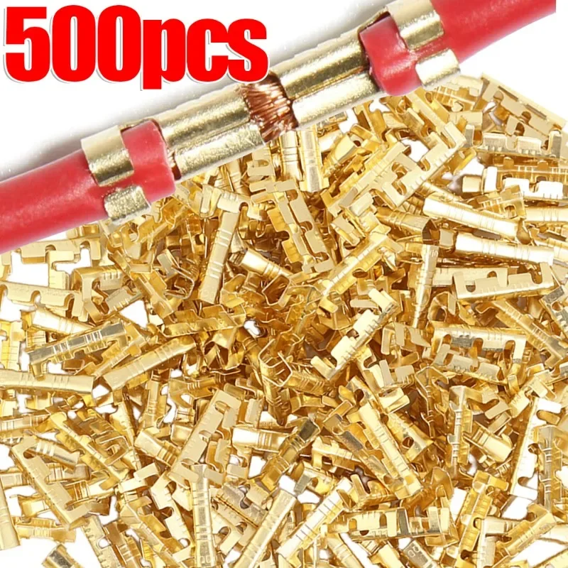 50/500pcs U-shaped Terminal Tab Cold Insert Connectors Small Teeth Parallel Cold Plug Connector Brass Electrical Tool 0.3-1.5mm²