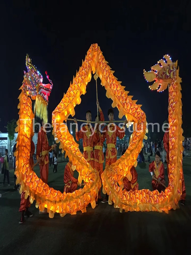 

10m Led Lights DRAGON DANCE Party Stage Decoration Chinese National Culture Props Silk Folk Festival Celebration Mascot