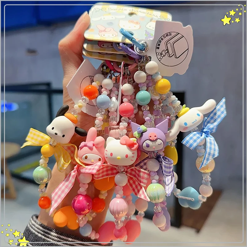

Милый акриловый брелок Hello Kitty Kuromi для телефона, аниме-подвеска, цепочка для ключей, украшение для рюкзака, автомобиля, подарок с мультяшным дизайном