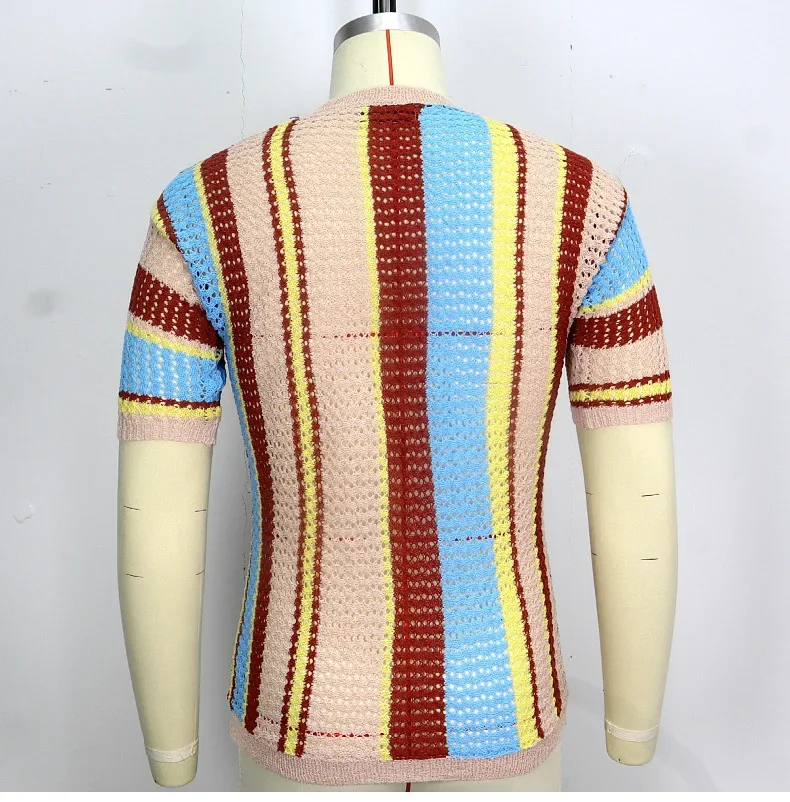 

Men's Summer Luxury Fashion New Men's Knitwear Pullover Round Neck Short Sleeve Thin Breathable Knitted T-shirt Top