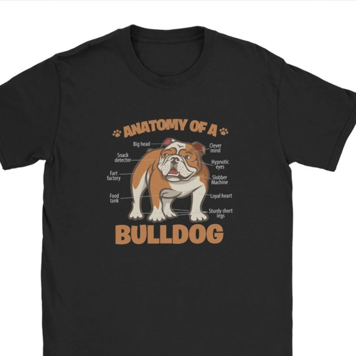 Vintage Anatomy Of A Bulldog Dog Lover T-Shirt Men Round Collar Cotton T Shirts Fitness Tee Shirt Camisas Streetwear