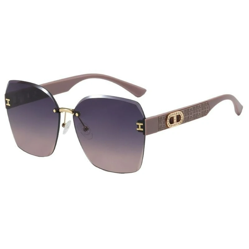 نظارات شمسية مستقطبة مربعة بدون إطار للنساء Douyin Live Stream HD UV حماية للتصوير الفوتوغرافي إطار معدني خفيف الوزن #3