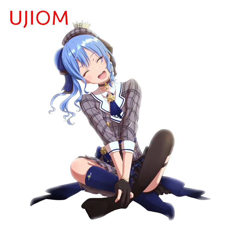 UJIOM Hoshimachi Suisei Checkered Skirt Wall Sticker Sitting Cross-legged Decal Suitable For Bedroom Cupboard Decoration