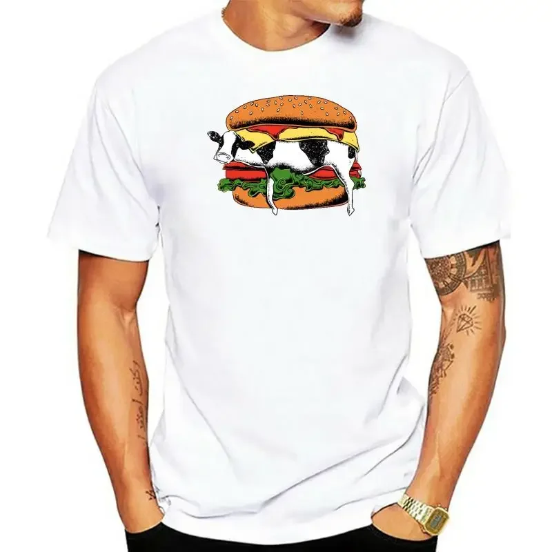 Burger Cow T-Shirt White   fast food kuh rind fleisch hack