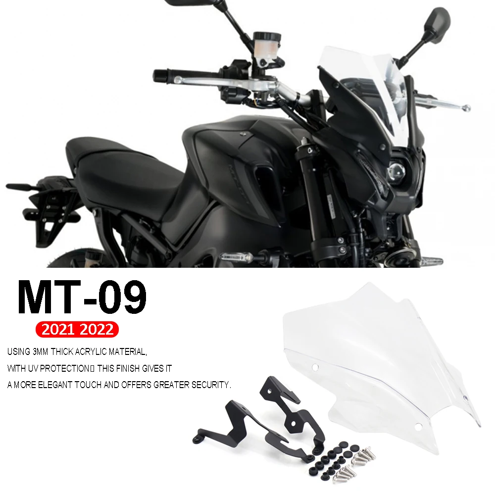 

For Yamaha MT09 MT 09 FZ09 FZ 09 MT-09 FZ-09 2021 2022 Visor Motorcycle Windshield Sport Windscreen Screen Wind Deflector