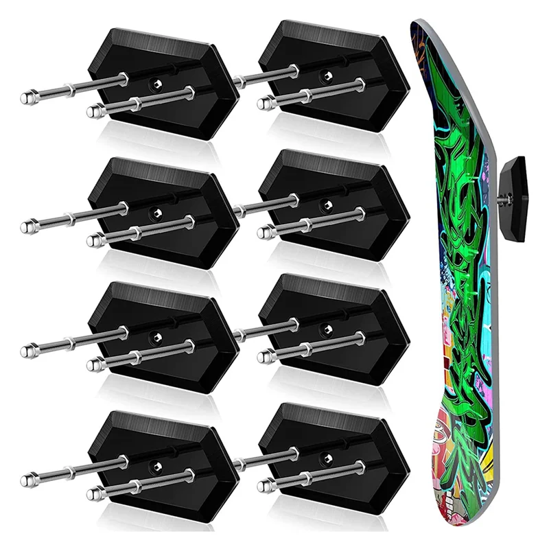 8 Pack Skateboard Wall Mount with Screw Floating Skateboard Hanger Skateboard Mount Hanging Skateboard Stand