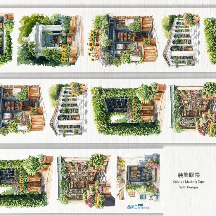 

Декоративная клейкая лента Washi Pet Tape, 1 образец: Shinagawa Day, Greenhouse Agreement, Scented Alley Landscaping Collage, для задней панели мобильного телефона