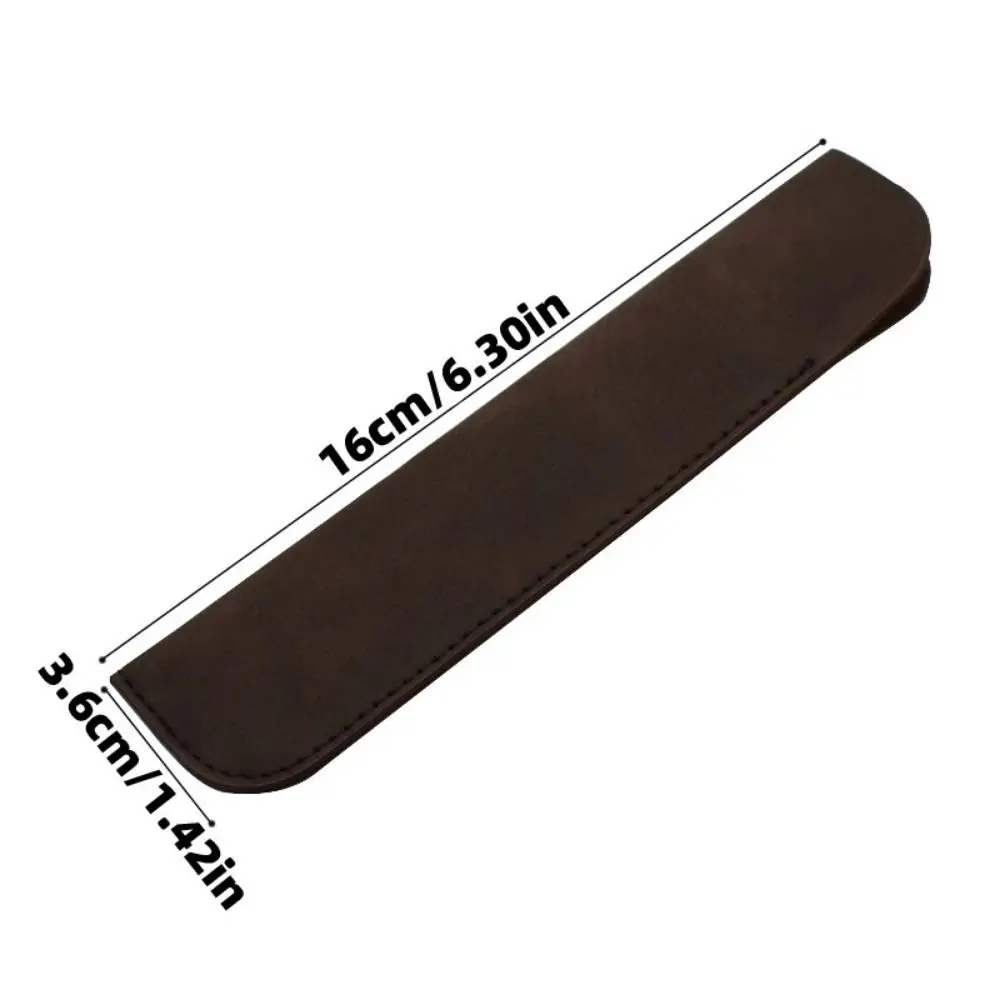 Pen Case Pocket PU Leather Leather Pen Bag Half Open Handmade Pen Protective Bag Vintage Soft Pen Sleeve Pouch Student image 6