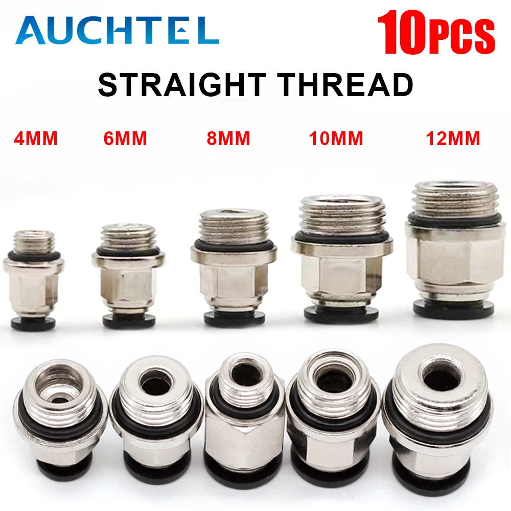 GPC 10 PCS Air Pneumatic Fitting Quick Connector 4mm 6mm 8mm 10mm 12mm Male Thread 1/4 1/2 1/8 3/8 Compressed Hose Tube Pipe