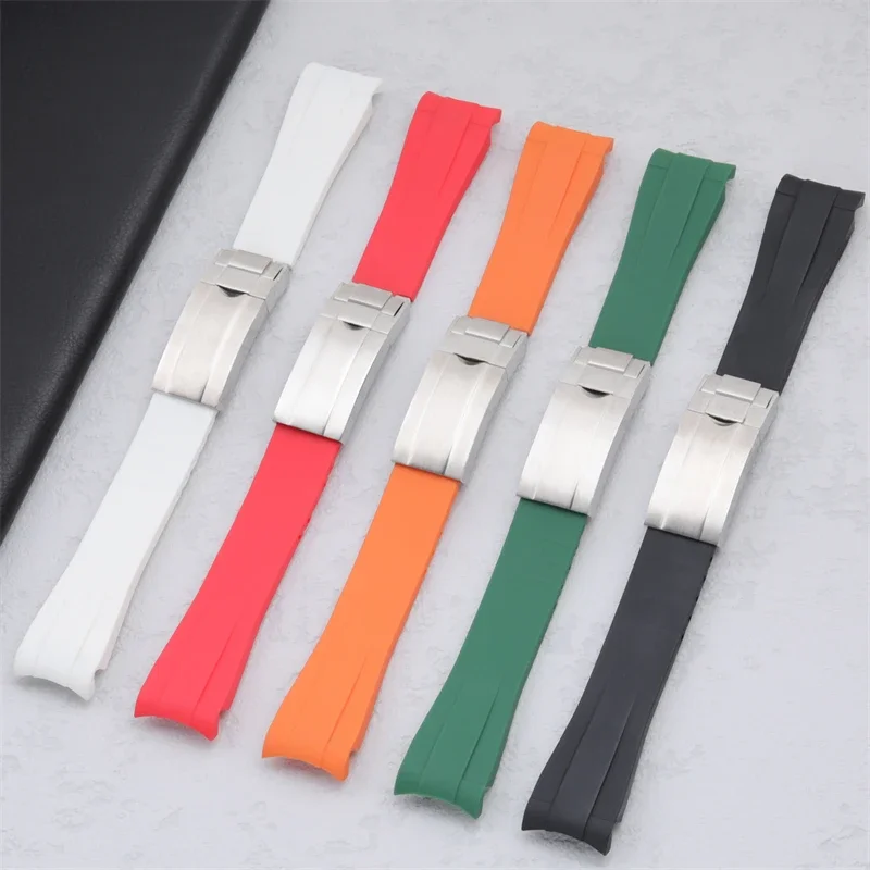 Мягкий натуральный резиновый ремешок для часов 20 мм для Rolex, ремешок Submariner Daytona Yacht Master GMT, браслет, складная пряжка