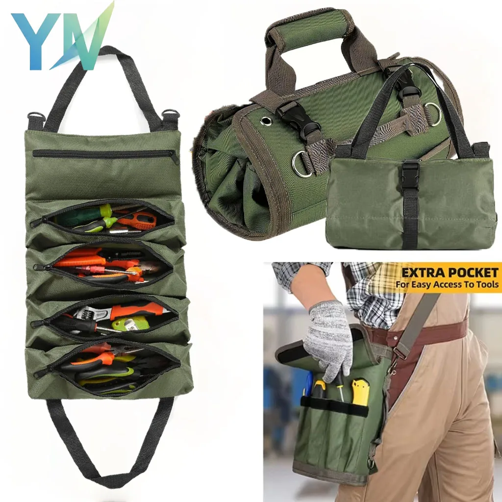 حقيبة أدوات متينة قابلة للطي، منظم ميكانيكي كهربائي متعدد الوظائف، هدية مثالية لعيد الأب، حل تخزين مثالي للاستخدام الخارجي