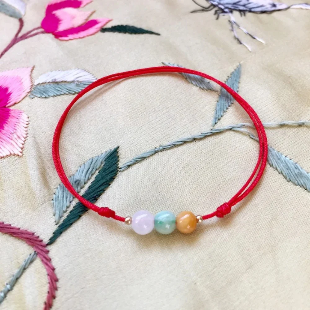 

Natural Jade Bead Red String Bracelet – Adjustable Lucky Amulet Protection Jewelry for Women Men Gift