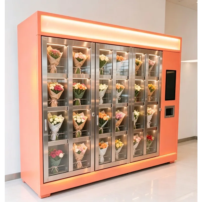 CE 24/7 Service Luxury Flowers Vending Machine Fresh Bouquet Outdoor Commercial Touch Screen Smart Fridge Multi-language