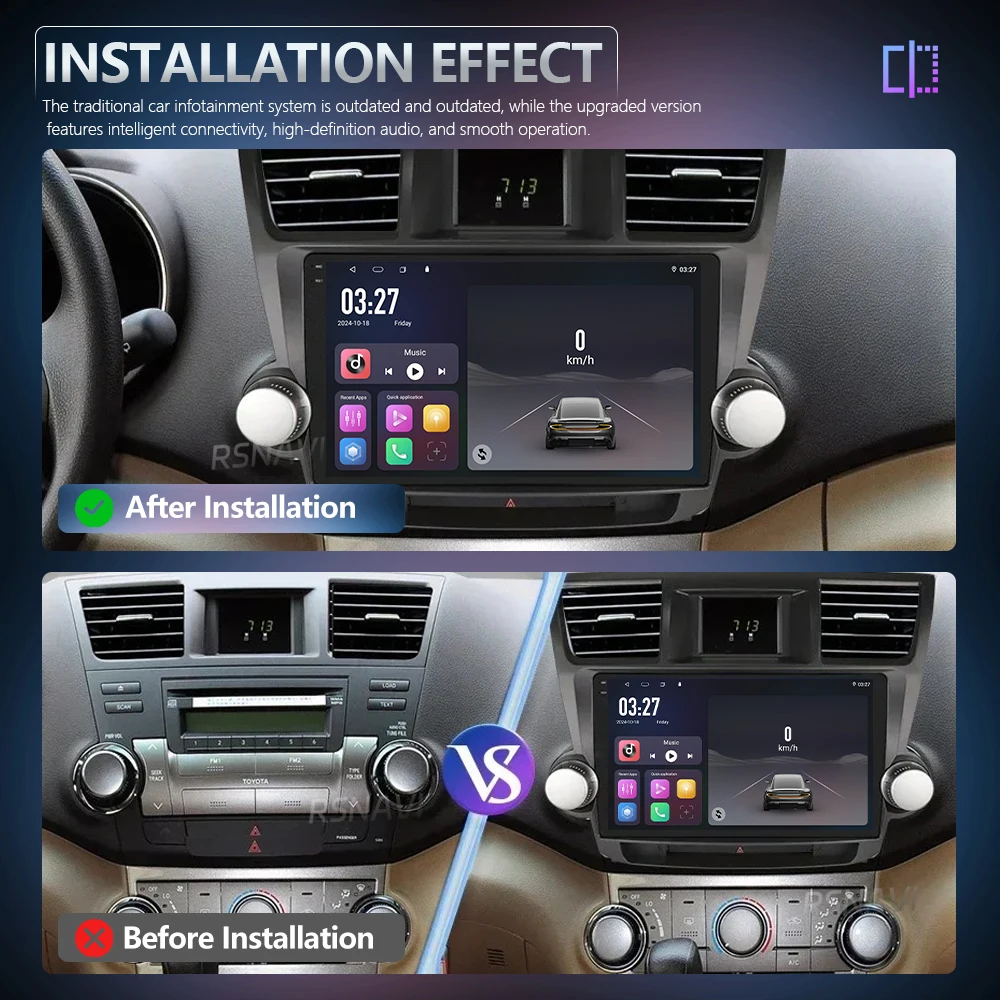 Android 16 Qualcomm For Toyota Highlander 2007 - 2015 Car Radio Player Multimedia GPS Navigation Stereo CarPlay Auto Video DVD