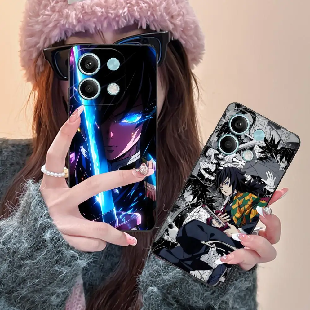 حافظة هاتف شيطان القاتل Giyu Tomioka لهاتف Xiaomi Redmi Note 14 13 12 11 A5 3 2 1 Pro Plus 4G 5G طباعة ملونة فاخرة