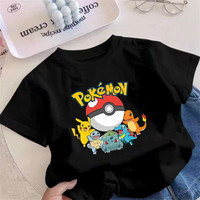 Pokemon Kids Clothing Pikachu Cotton T Shirt Boys Girls Cartoon Anime Tees Baby Summer T Shirts Cute Printed Tops Costume Gift