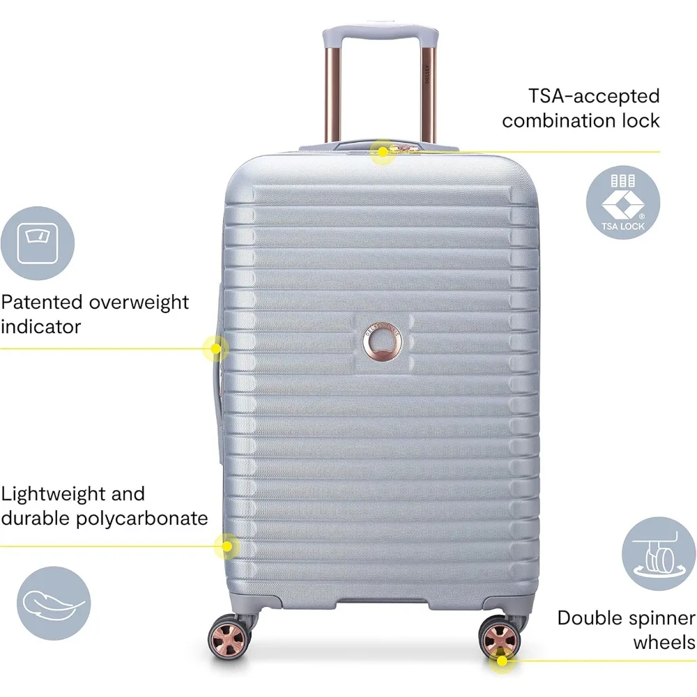 Delsey Paris Cruise 3.0 Equipaje giratorio de carcasa dura expandible, azul, mediano 24 pulgadas