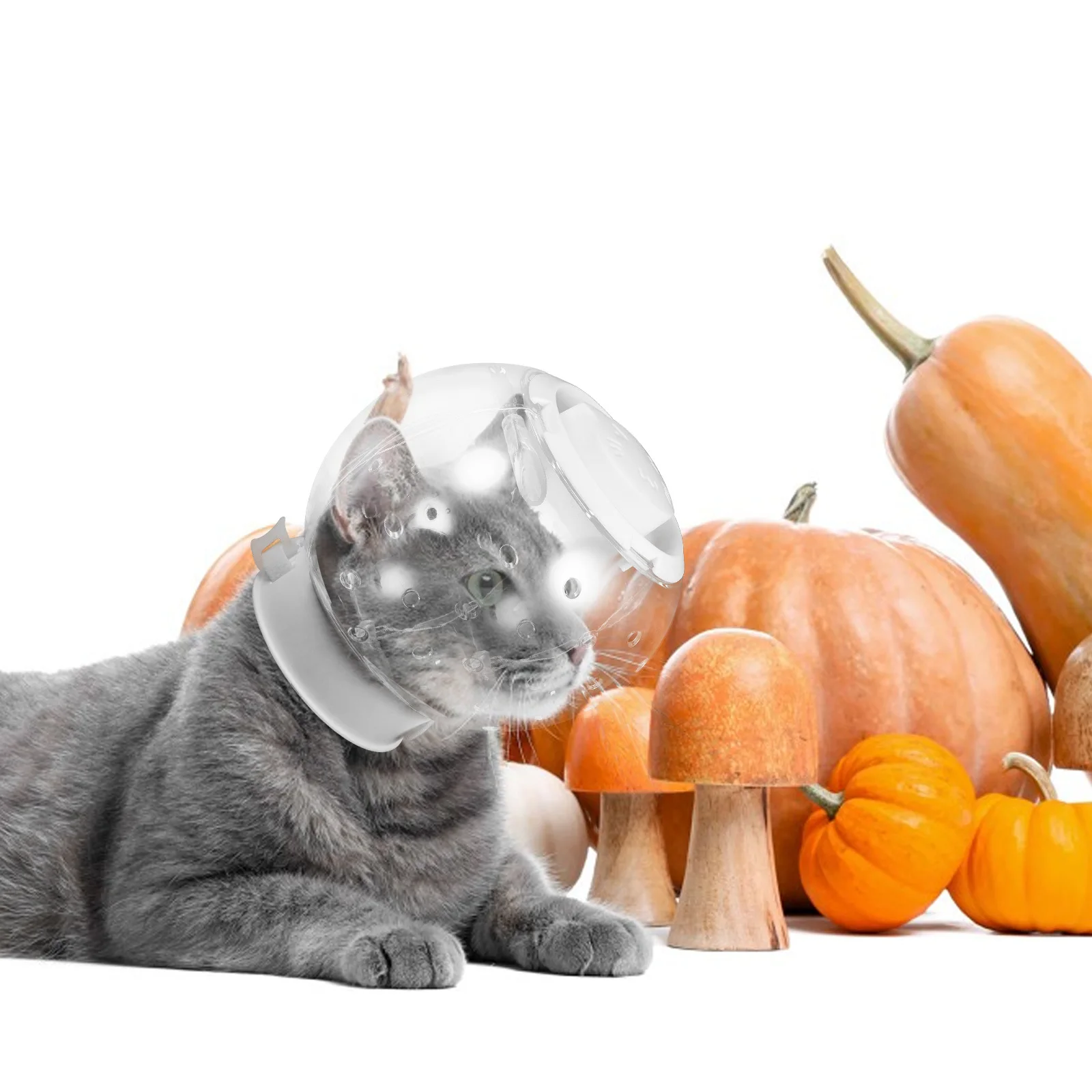 

Clear Kitten Breathable Anti-Chewing Protective Hood For Grooming Surgery Recovery Round Head Shield For Cats Dogs