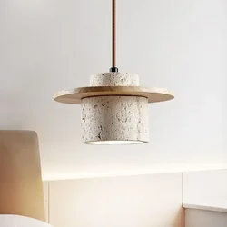 Yellow Cave Stone pendant light Indoor LED Walnut/Log Bedroom Bedside Chandelier Parlor Bedroom Cafe Bar Hanging Light
