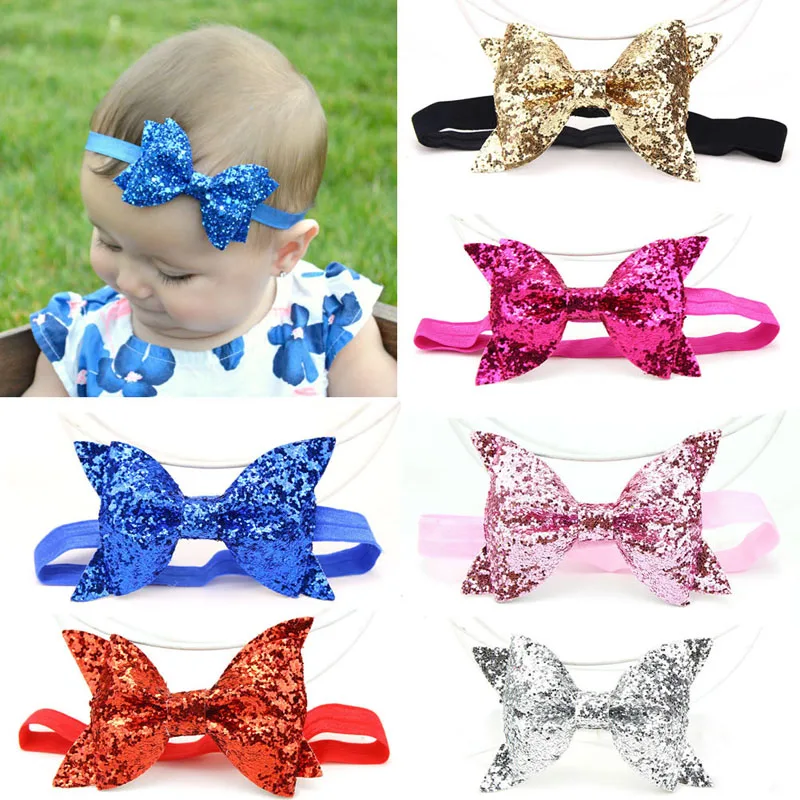 Baby Toddler Kids Girls Sequins Bow Hairband Headband Hair Accessories Headwear