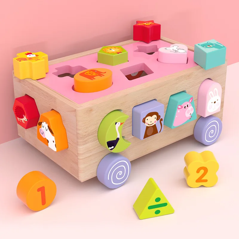 Giocattoli educativi in legno Montessori per la forma del bambino ordinamento dei bambini Eartly Learning Shape Sorter Car Puzzle Game per bambini