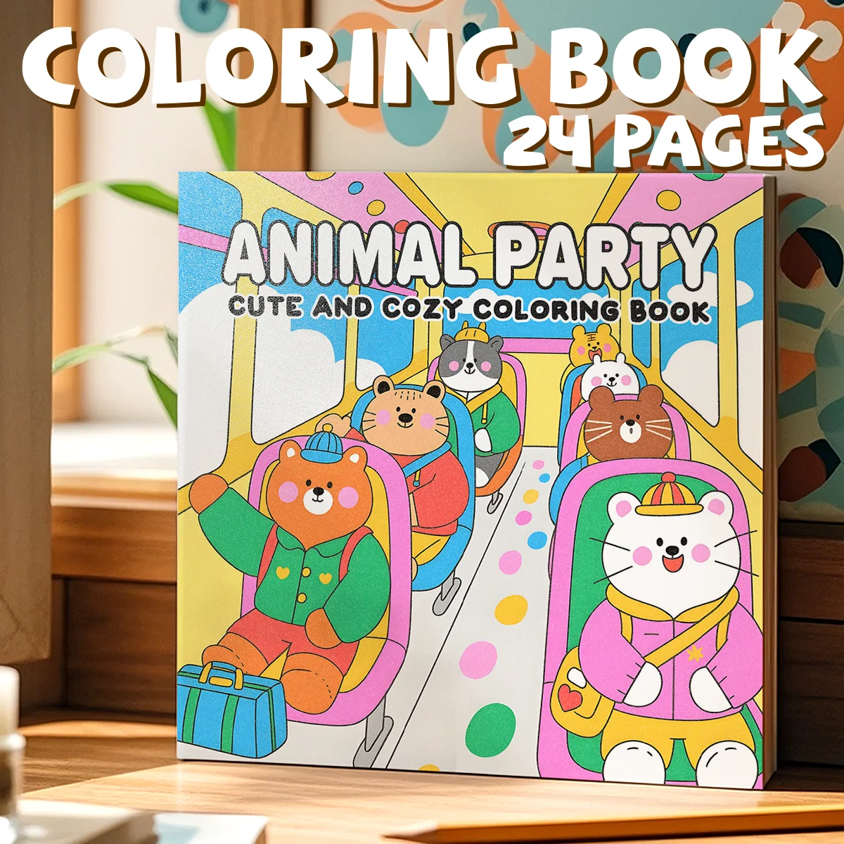 ANIMAL PARTY Bold-easy Patterns Coloring Book for Adults Cute Drawing Book Perfect Gift for Party and Birthday ﻿
