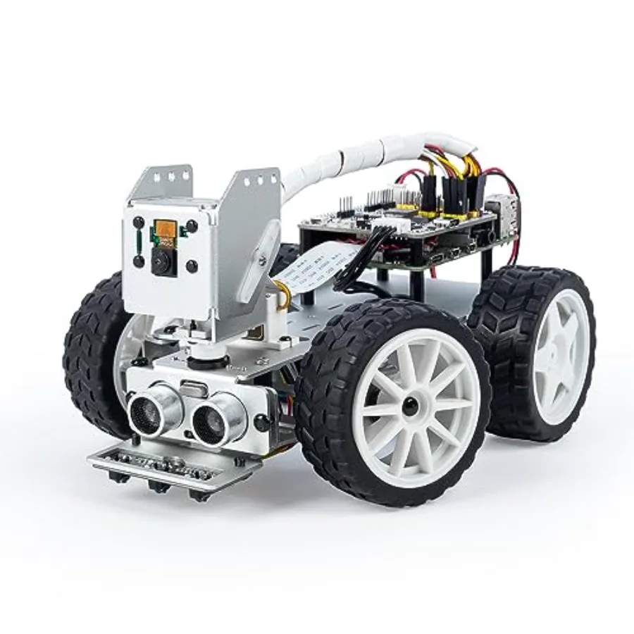

AI Video Robot Car Kit for Raspberry Pi 5/4/3B+/Zero 2W: ABS plastic black voice/video recognition LLMs support ChatGPT-4o/Gemi