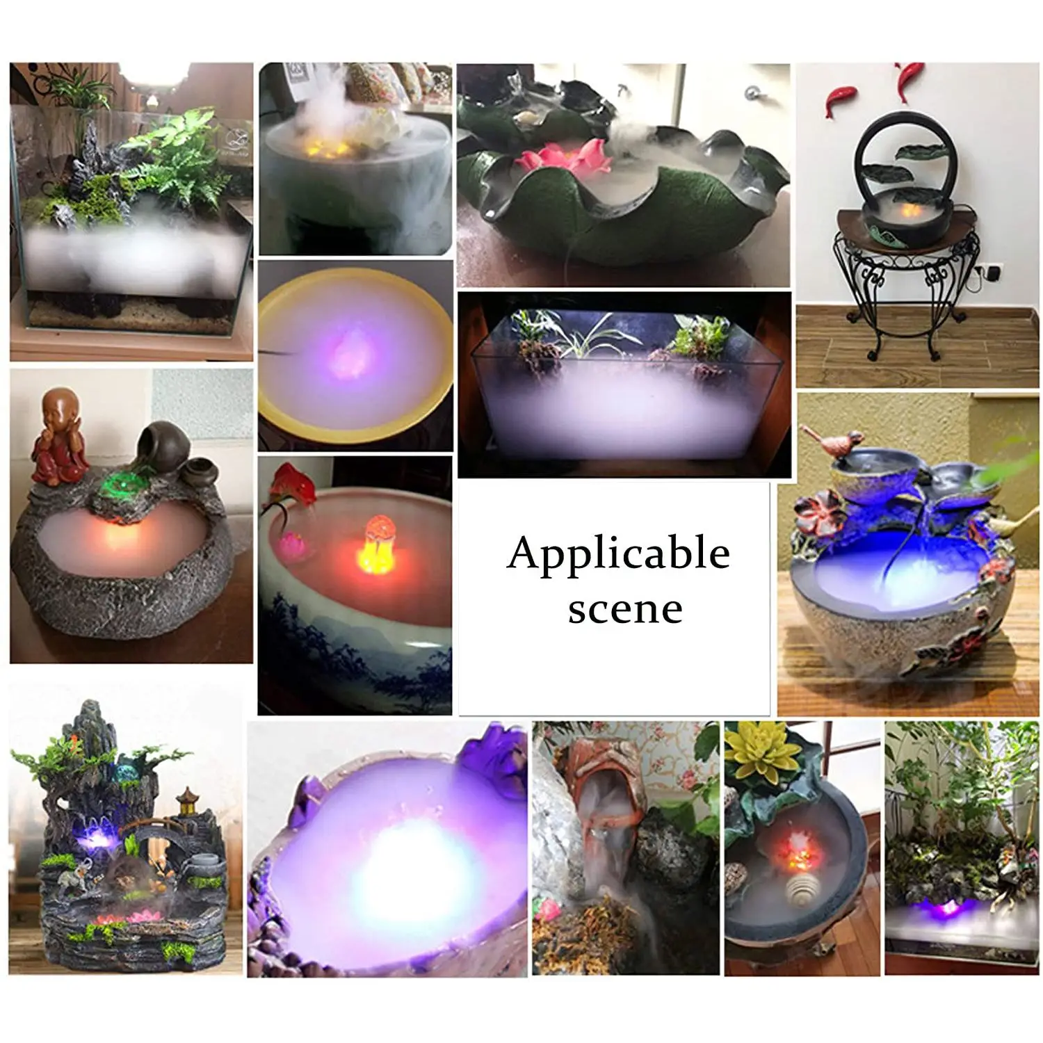 Mini Nebel macher, 12 LED Mister Fogger Wasser brunnen Teich Nebel maschine Zerstäuber Luftbe feuchter für Halloween, Weihnachten