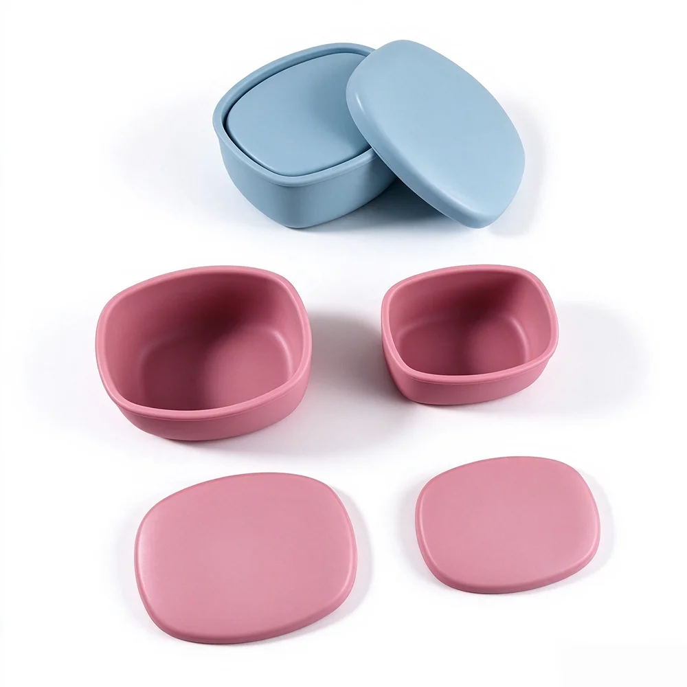 2 in 1 2PCS/SET Food-Grade Silicone Ice Cube Mold Food Storage Containers box tray BPA-Free lunch box set
