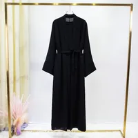 2 photos ensembles musulmans Jilbab musulman deux pièces femmes Abaya Cardigan ample manteau sans manches robe intérieure vêtements de prière avec ceinture 5