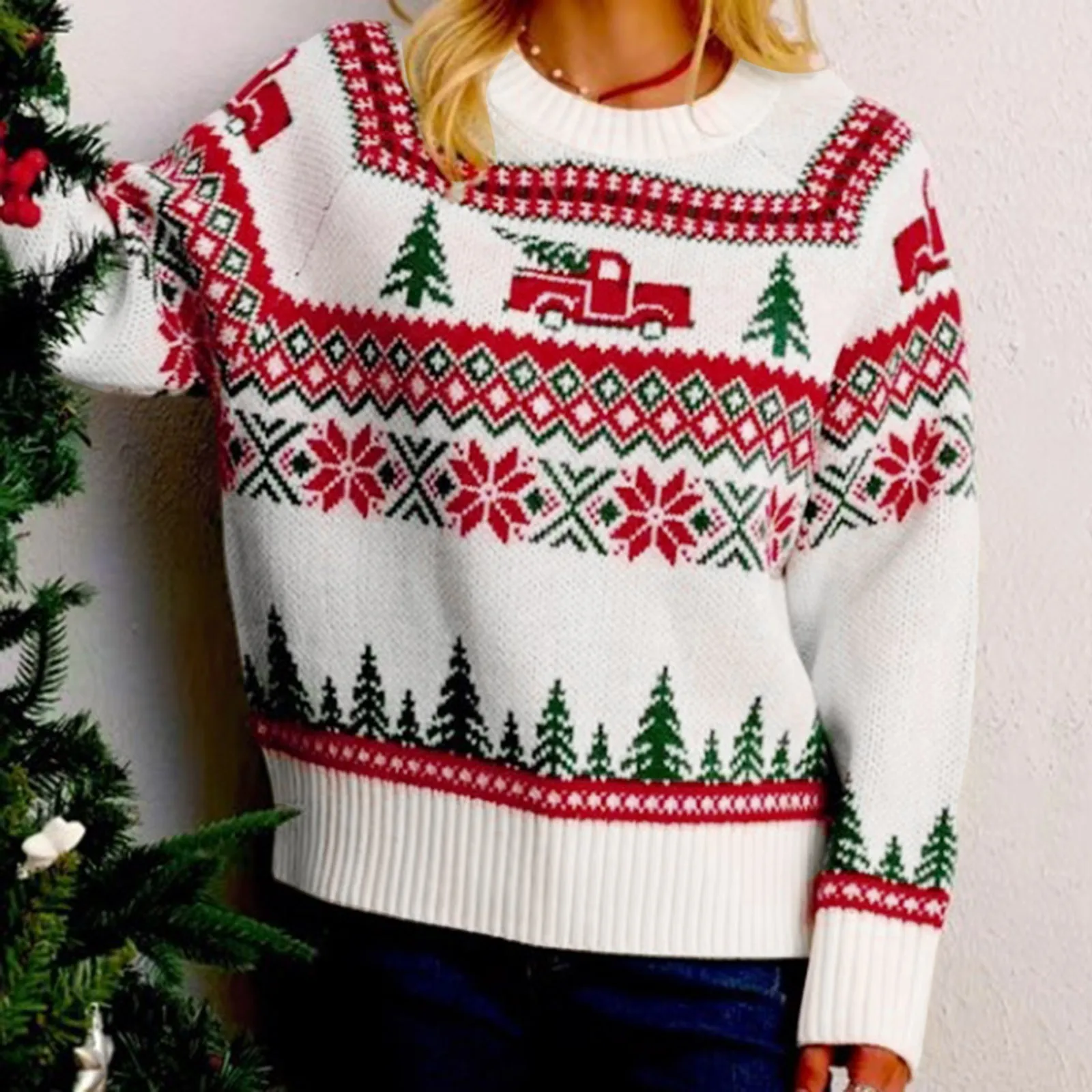 Christmas Knitted Sweater For Women Fall Winter Sweater for Women Fitted Sweaters Casual Fashion Womens Sweaters Lightweight