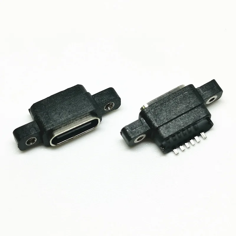 

Водонепроницаемый разъем USB3.1 Type-C (женский, 6-контактный) с двумя отверстиями под винты и резиновым кольцом IP67