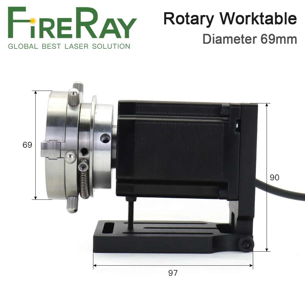 Fireray Diameter 69mm Rotary Device 2 Phase Motor Rotary Attachment + Driver for Co2 and Fiber Marking Machine Expansion Axis