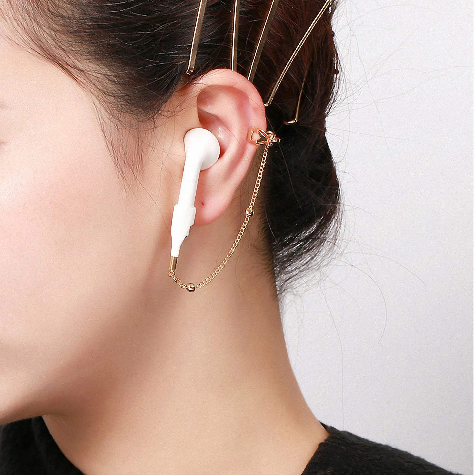 1Pair Heart-Shaped Anti-Lost Earrings Chic Earphone Earring Straps Compatible for Apple Wireless Earphone Accessories