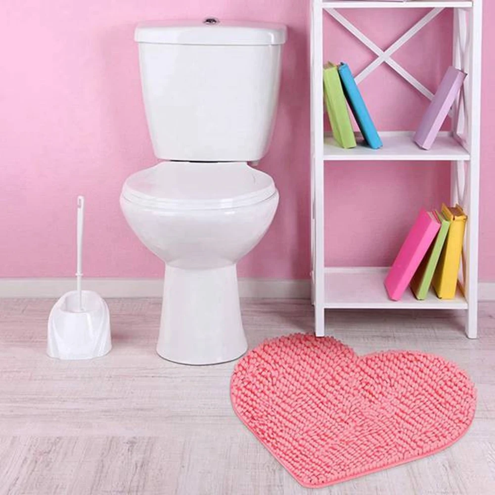 Heart Shaped Rug Love Floor Mat Heart Shag Shower Mat Non-Slip for Home Living Room Sofa Bathroom Floor Valentine's Day