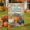 Coastal Autumn Crab And Pumpkins Theme Garden Flag 12x18 Inch jjp