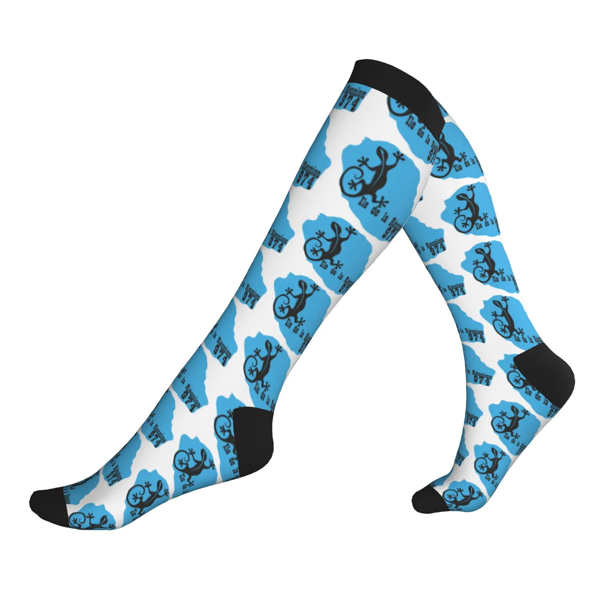 

Reunion Island Flag 974 Men's Sports Compression Socks Unisex Funny 3D Print Dress Socks