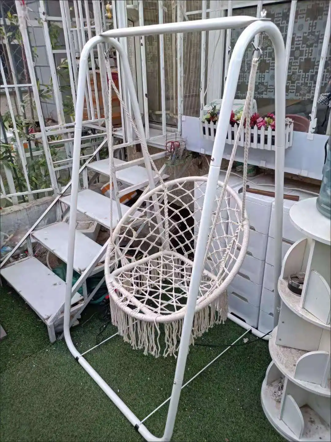 165cm High Nordic Hammock Strong Hanging Hammock Chair Swing Chair Rope Outdoor Indoor Hanging Chair Garden Dormitory Adult Seat