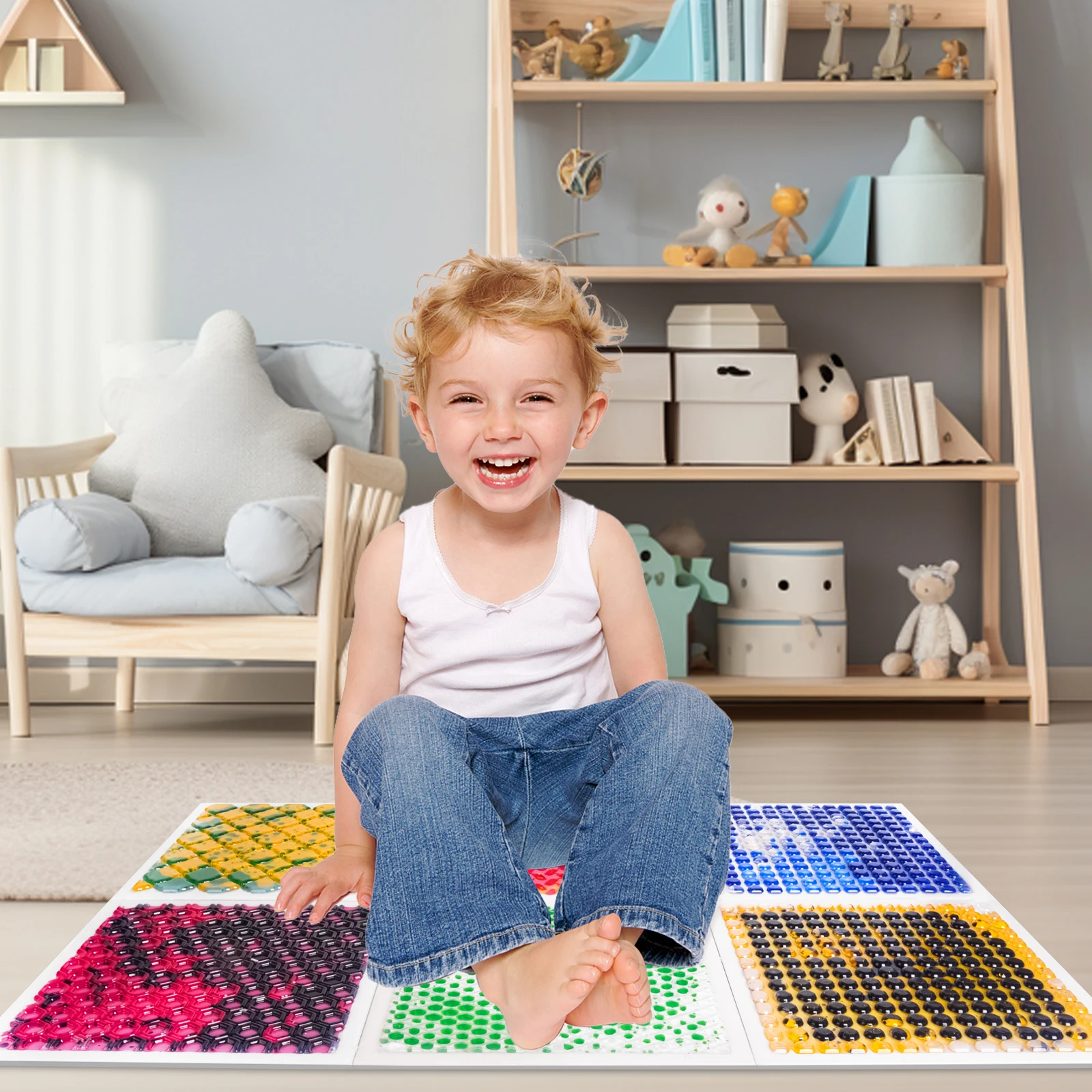 

Custom Design Thick & Durable sensory tiles floor Parent-Child Area onyoloy sensory tiles Little Ones 6PCS