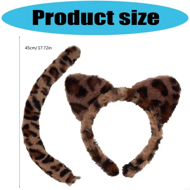 Y3NE Realistic Animal Costume Accessories Set Including Ears Headpiece And Detachable Tail For Festive Occasion