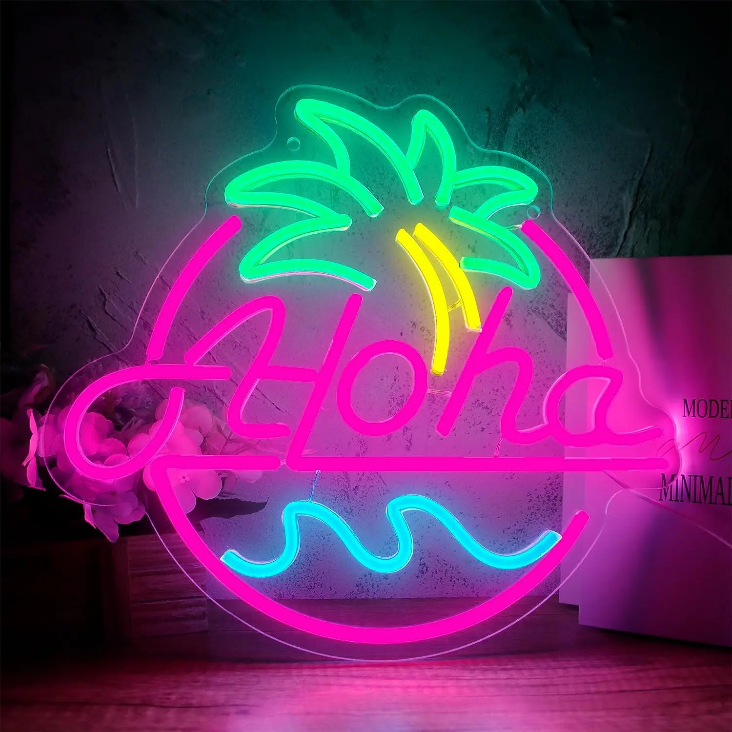 

Неоновая вывеска Aloha Hello, СВЕТОДИОДНАЯ вывеска Alpha, неоновые вывески пальмы, Настенный декор для паба, бара, пива, неоновая вывеска для бара, декор для фермерского дома