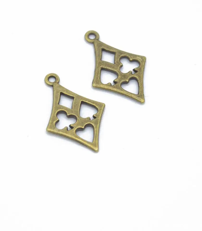 70pcs Charms Playing Cards Poker Train Seqence 27x17mm Bronze Silver Color Pendants Making DIY Handmade Jewelry F0288