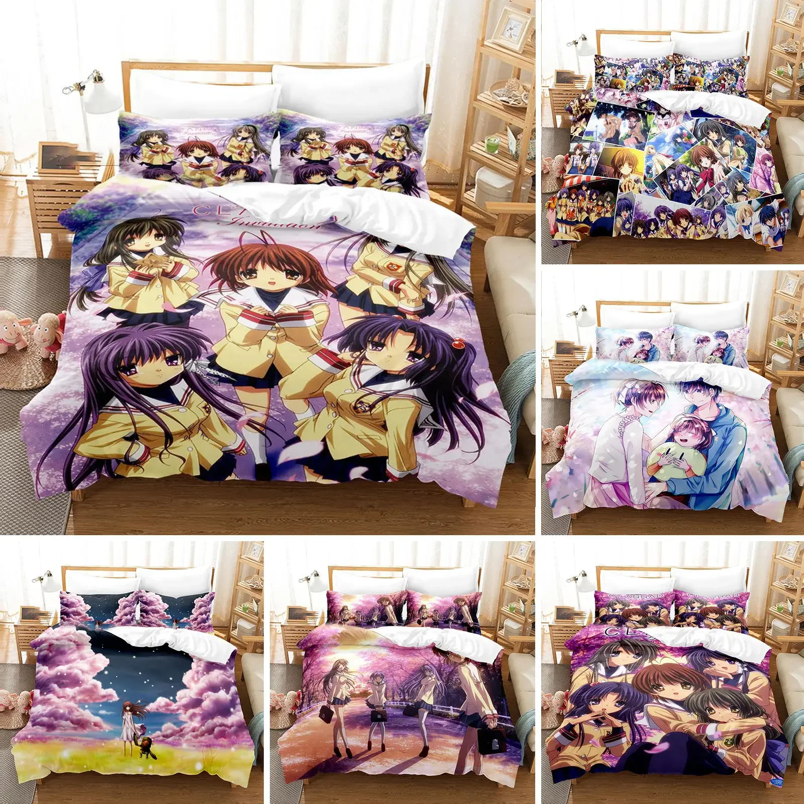 

3D Printed Clannad Bedding Set Anime Nagisa Furukawa Duvet Cover Double Twin Full Queen King Adult Kids Bedclothes Quilt Cover