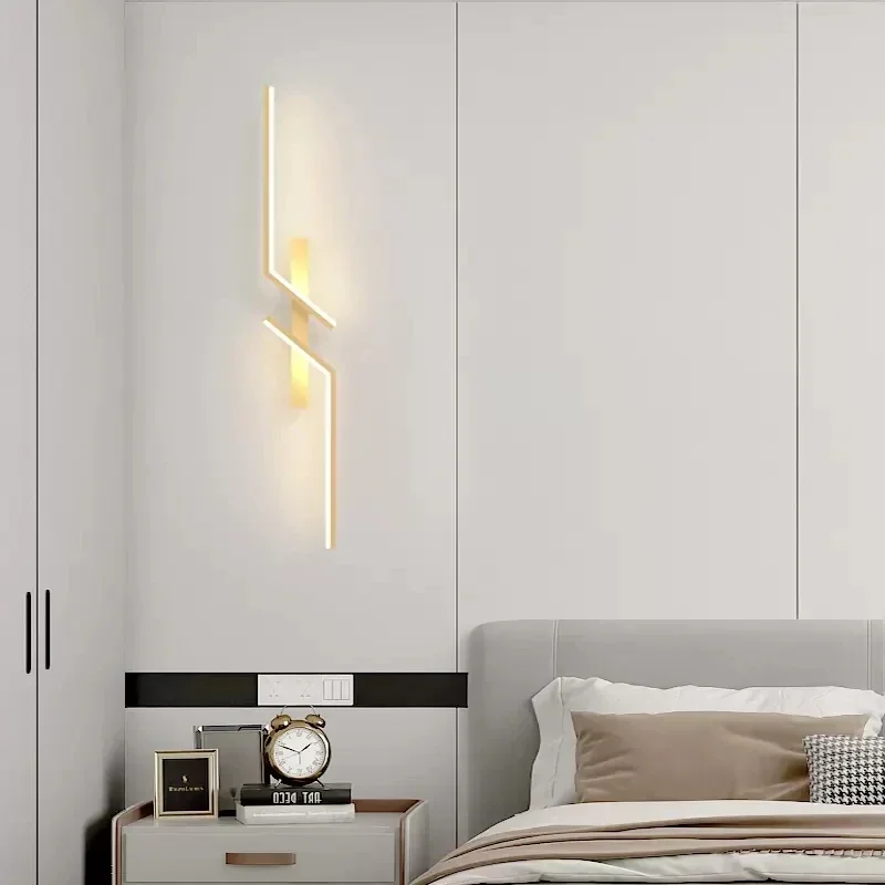 Lámpara de pared LED minimalista moderna, tira de Luces de decoración de pared, iluminación para dormitorio, cabecera, sala de estar, TV, sofá,