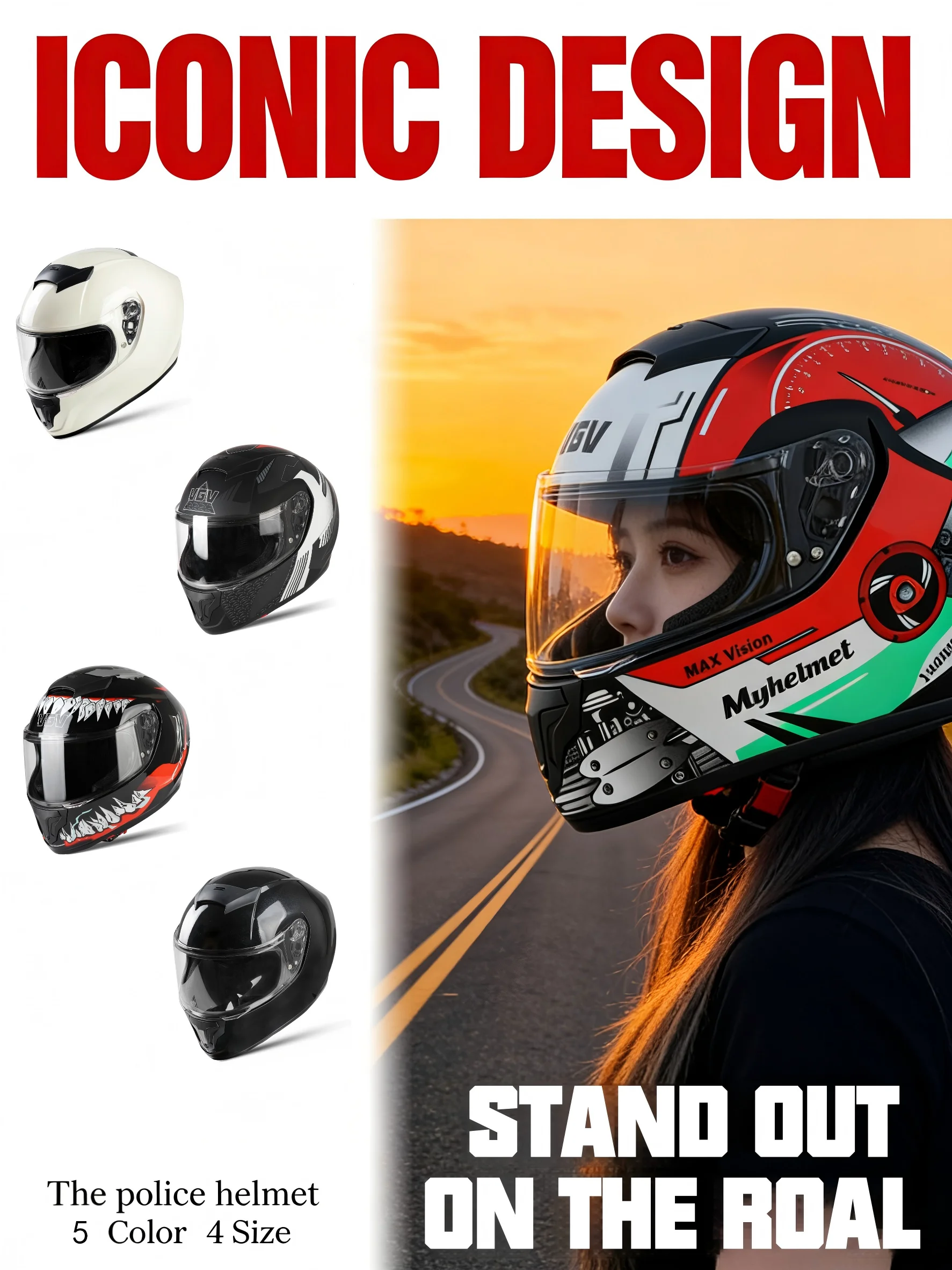 

Мотошлем VGV L02 в ретро-стиле, сертифицированный DOT, универсальный для мужчин и женщин, всесезонный, полнолицевой.