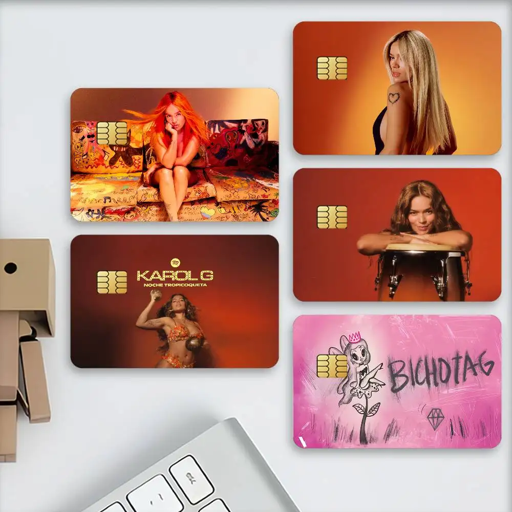 Singer K-Karol G Credit Decorative Card Stickers Suitable For Bank Cards Metro Transit Anti-scratch Gift 4PCS