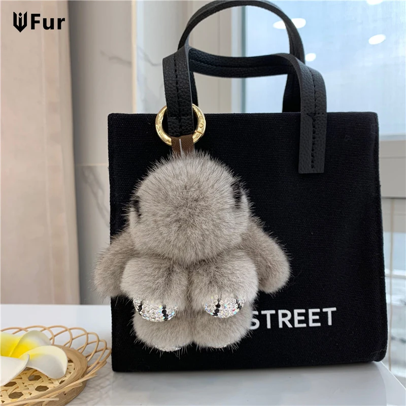 

Mink Fur Bunny Fur Pendant Bag Jewelry Key Chain Plush Pendant Trumpet Cute Cute Rabbit Children Animal Cartoon Doll