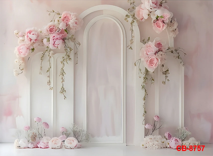 Photography Background Pink Peony Floral Panel White Room Adult Birthday Maternity Portrait Decor Backdrop Photo Studio